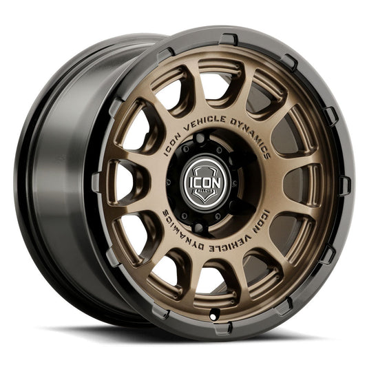 ICON Alloys Rancho 17x8.5 6x135 +6mm Satin Bronze Gloss Black Lip Wheel — image 1
