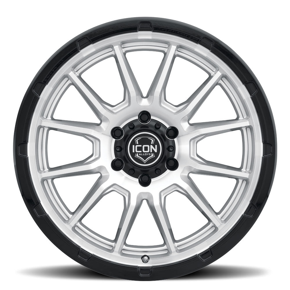 ICON Alloys Cajon 20x9 5x150 +16mm Silver Machined Gloss Black Lip Wheel — image 2
