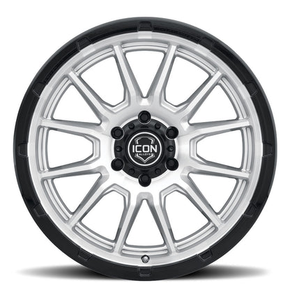 ICON Alloys Cajon 20x9 5x150 +16mm Silver Machined Gloss Black Lip Wheel — image 2