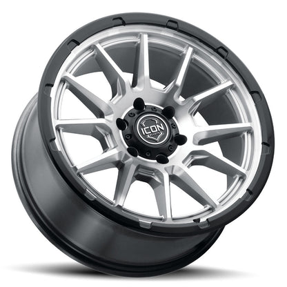 ICON Alloys Cajon 20x9 5x150 +16mm Silver Machined Gloss Black Lip Wheel — image 3