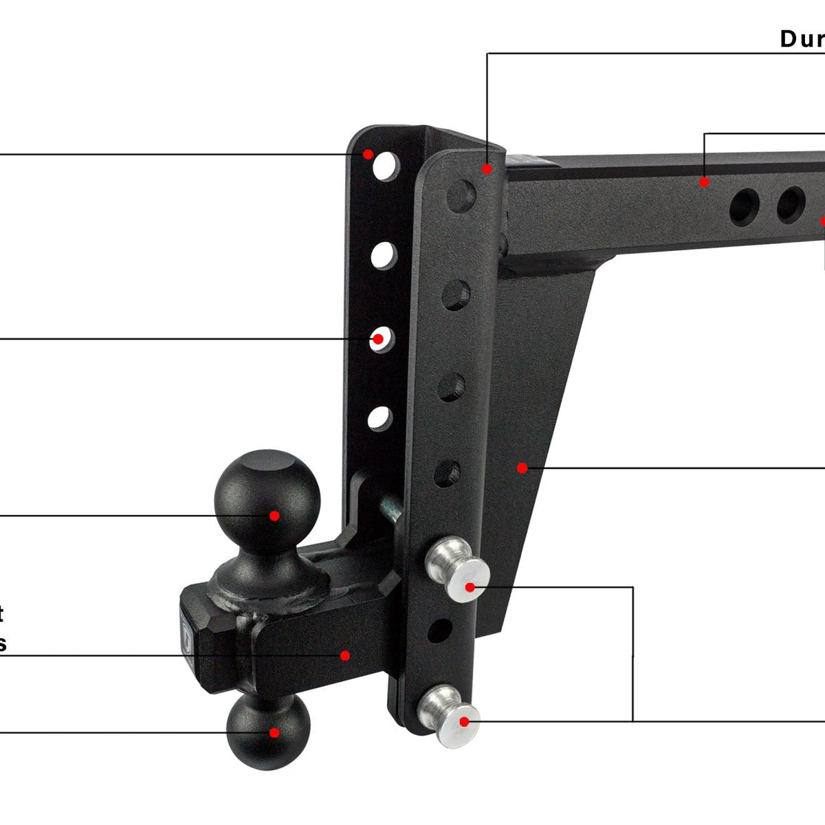 BulletProof Hitches Heavy Duty 2.0" Shank 8" Drop Rise Tow Hitch — image 5