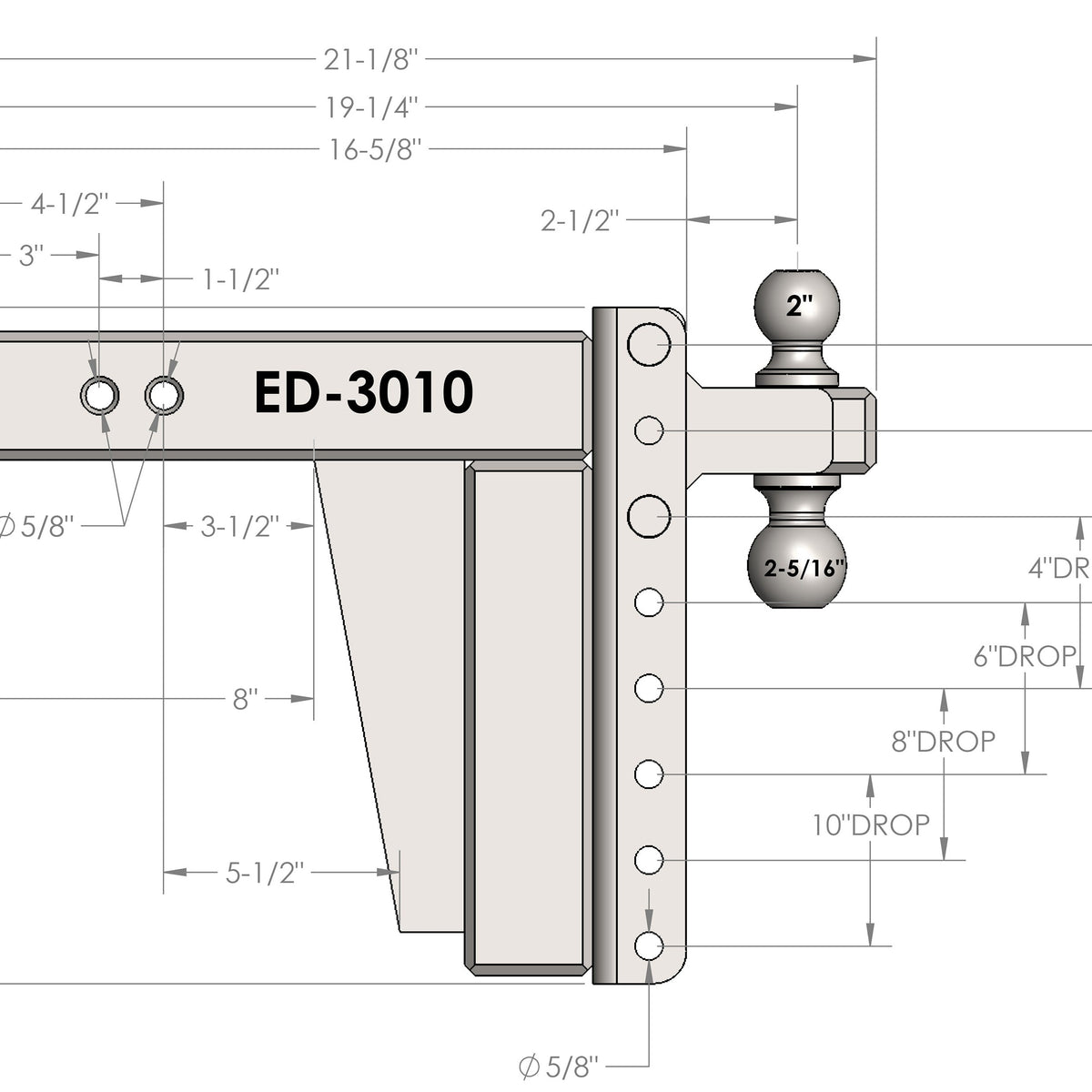 BulletProof Hitches Extreme Duty 3.0" Shank 10" Drop/Rise Tow Hitch — image 4