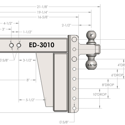 BulletProof Hitches Extreme Duty 3.0" Shank 10" Drop/Rise Tow Hitch — image 4