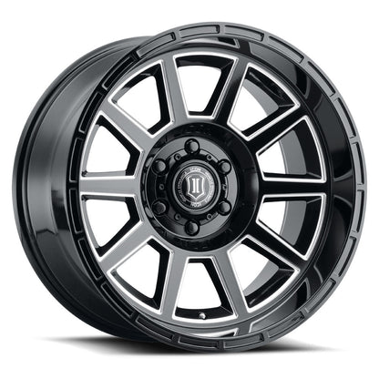 ICON Alloys Recoil 20x10 5x150 -24mm Gloss Black Milled Windows Wheel — image 1