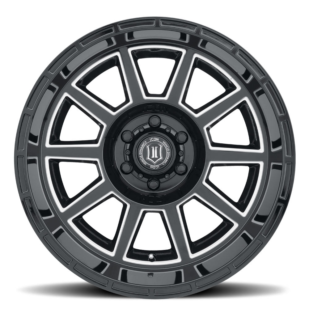 ICON Alloys Recoil 20x10 5x150 -24mm Gloss Black Milled Windows Wheel — image 2