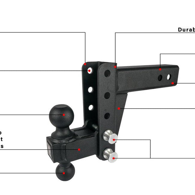 BulletProof Hitches Medium Duty 2.5" Receiver 4" Drop/Rise Adjustable Tow Hitch — image 4