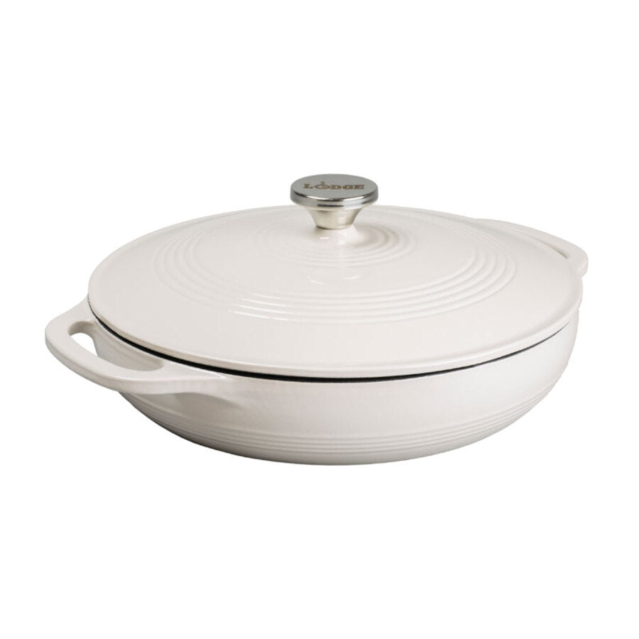 Oyster white enameled braiser.