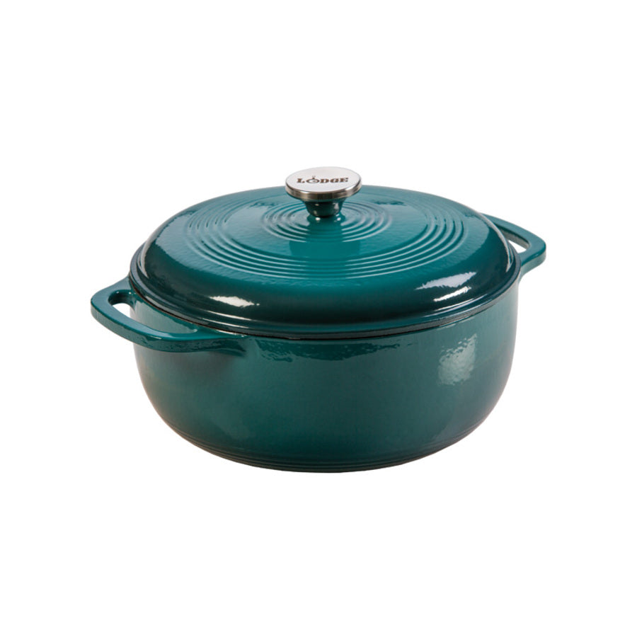 Lagoon enameled cast iron Dutch oven with lid on a white background