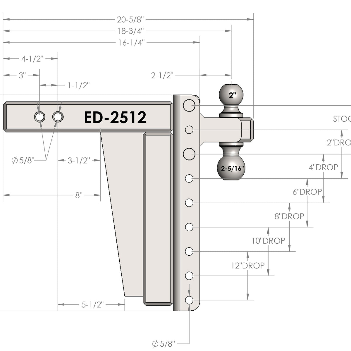 BulletProof Hitches Extreme Duty 12-Inch Drop/Rise 2.5-Inch Receiver Hitch — image 4