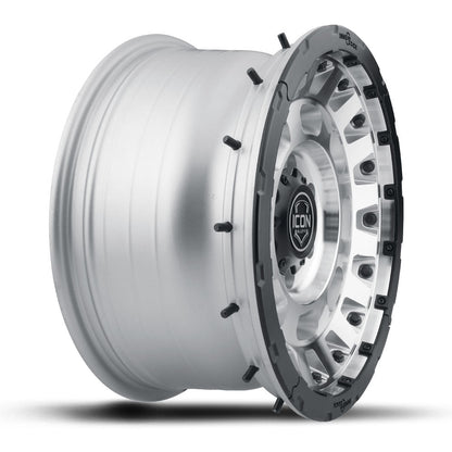 ICON Alloys Hammer PRO 17x8.5 6x5.5 0mm Silver Machined Wheel — image 6