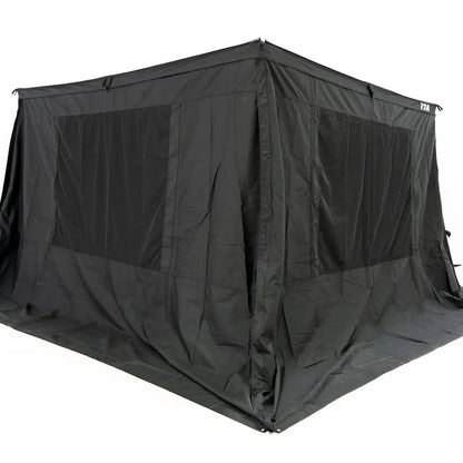 FSR 270 Awning Wall kit installed on the Freespirit Recreation 270 degree awning  for added protection from the elements while car camping, overlanding, and off roading