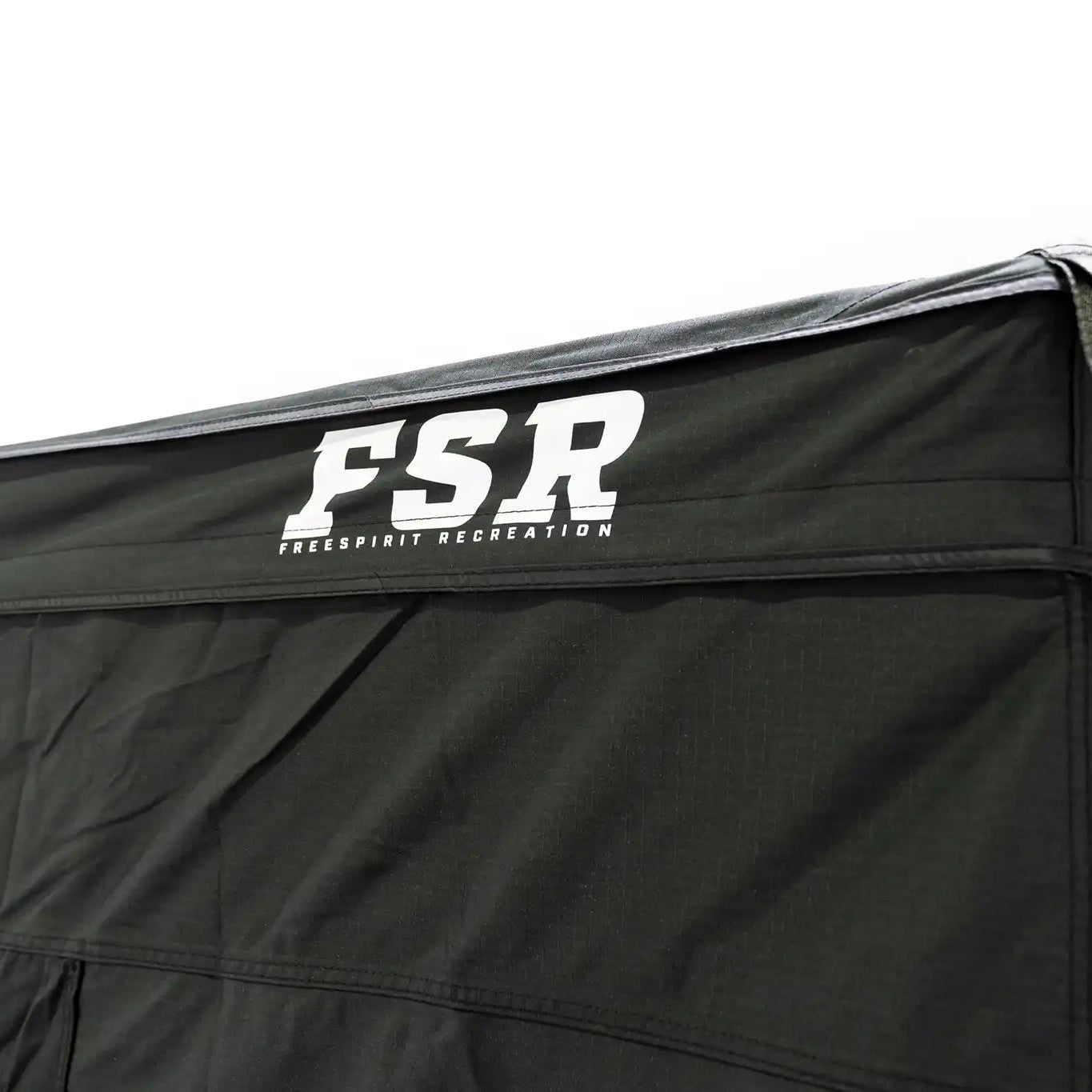 Close up of the attachment point of the iFSR 270 Awning Walls when installed on the Freespirit Recreation 270 degree awning for cars, suvs, 4wds, and overland vehicles