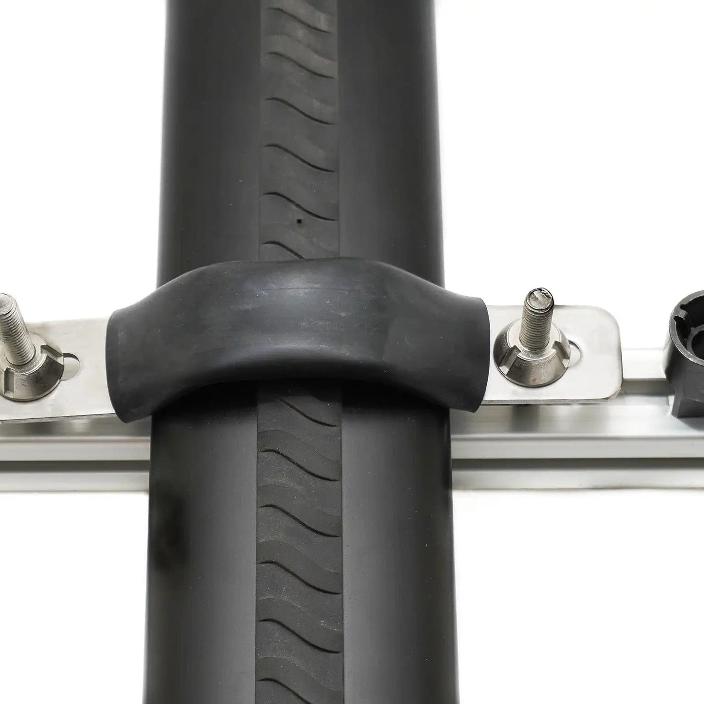 Close up image the FSR M8 Security Nut kit installed used for theft-proof mounting of rooftop tents, crossbars, roof racks, or other cargo racks using M8 hardware