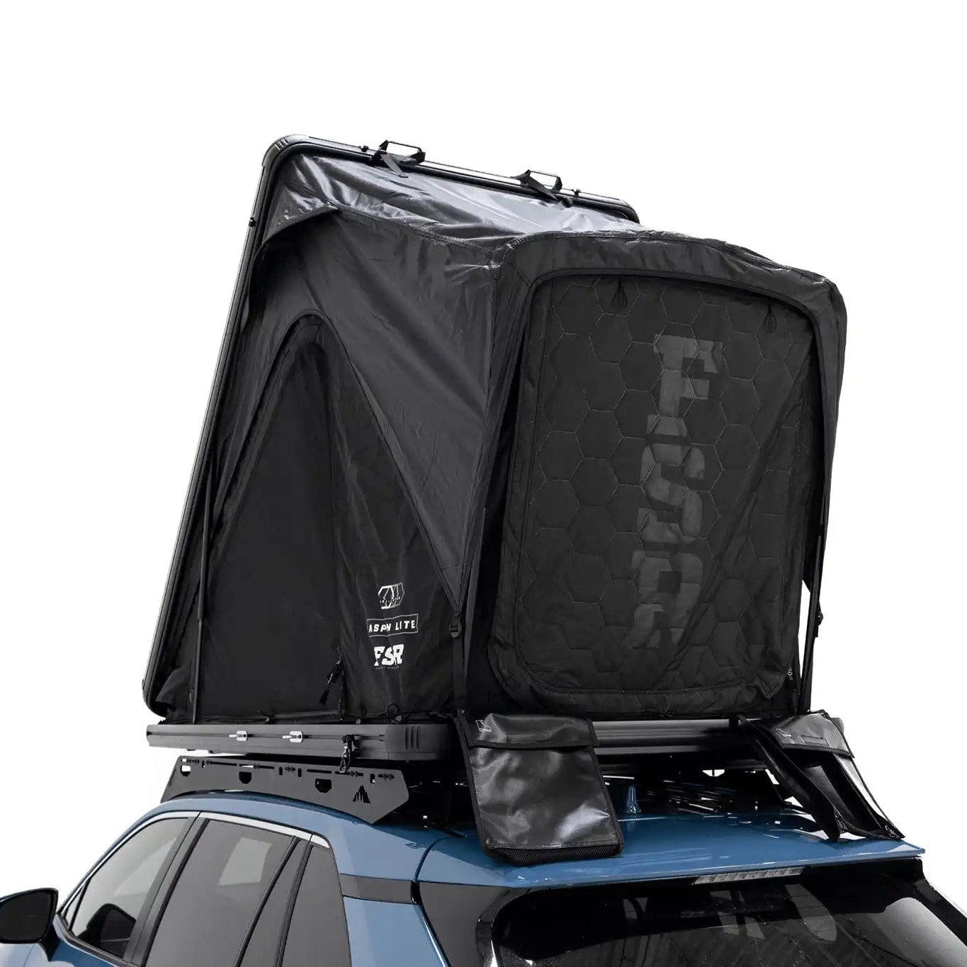 Close-up photo of the rear side of the FSR Aspen Lite Standard Rooftop Tent by Free Spirit Recreation.