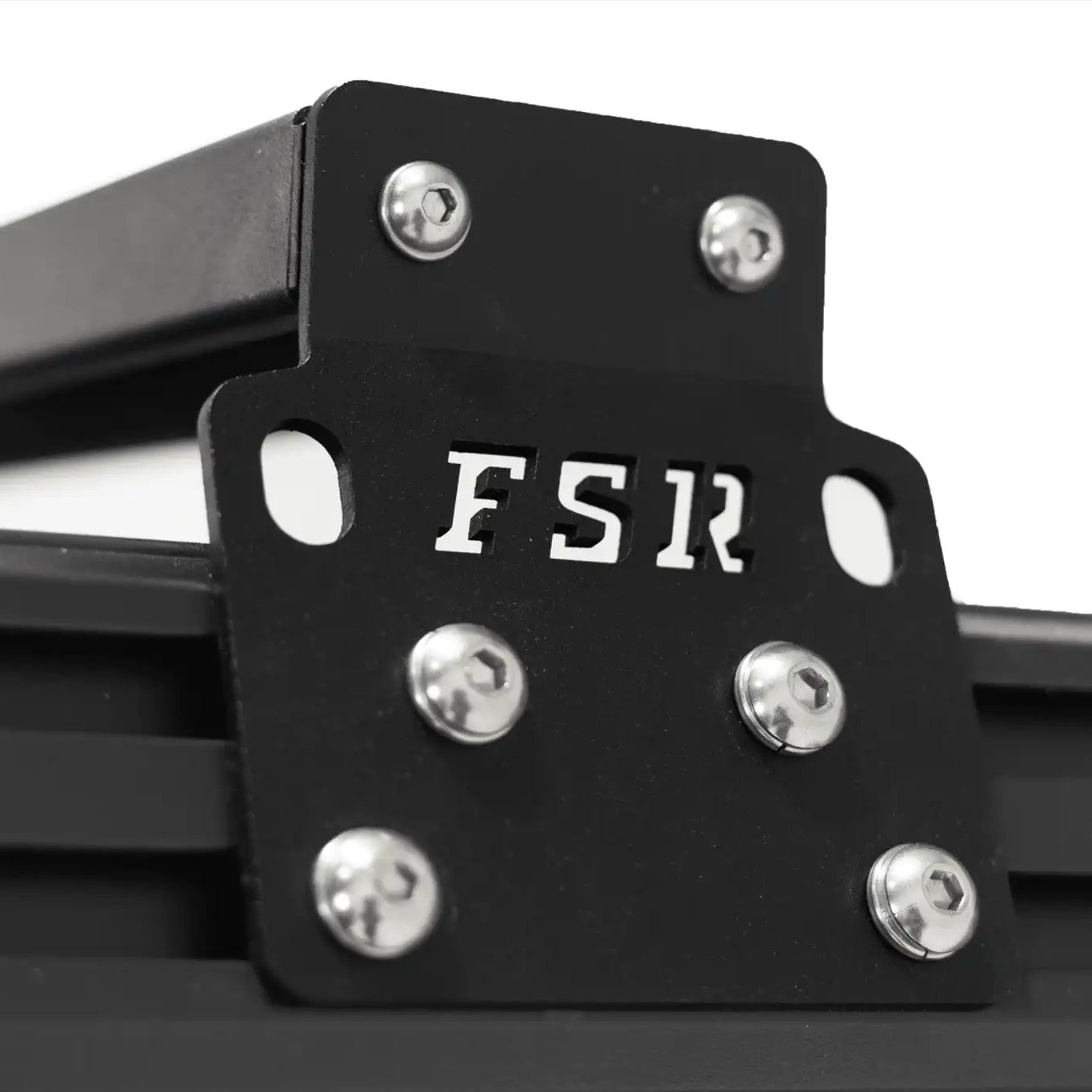 Close up of the mounting hardware used to install the FSR Hardshell RTT Crossbars installed on a Freespirit Recreation hard shell roof top tent