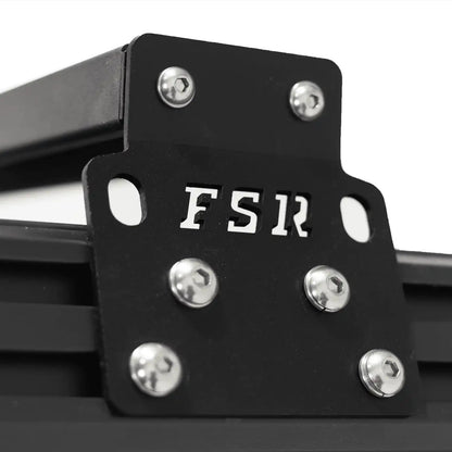 Close up of the mounting hardware used to install the FSR Hardshell RTT Crossbars installed on a Freespirit Recreation hard shell roof top tent