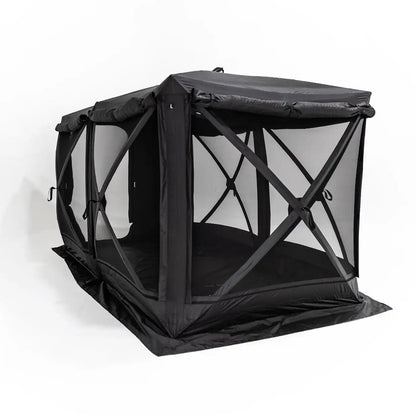 FSR Hub 4 Double Tent pop up family camping and glamping tent from Freespirit Recreation with door and windows open