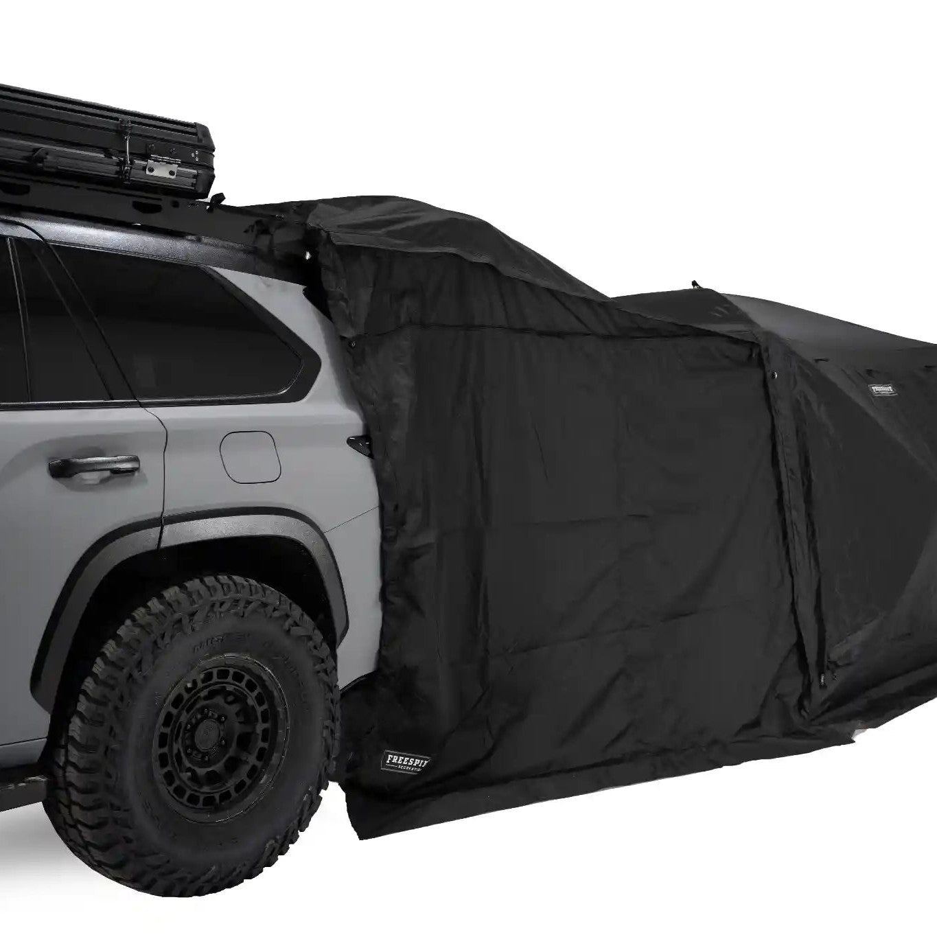 Back side of the FSR Hub 4XL Car Connect installed on a gray SUV for car camping