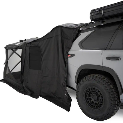 FSR Hub 4XL with Car Connect attached to the back of a gray SUV for car camping