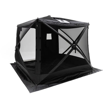 FSR Hub 4XL Tent - pop up 4 Person family camping and glamping tent from Freespirit Recreation with windows and door open
