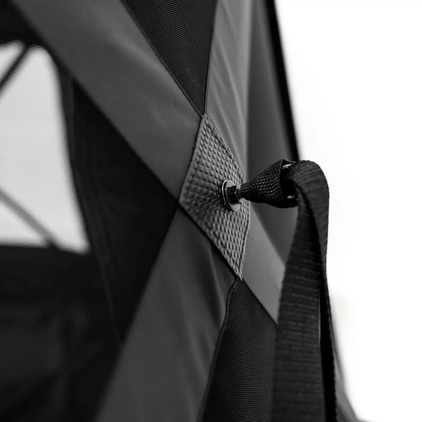Close-up photo of the premium materials and pop up mechanism of the FSR Hub 6XL Tent pop up 6 person family camping and glamping tent from Freespirit Recreation