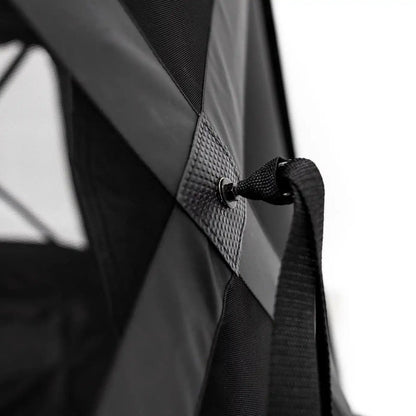 Close-up photo of the premium materials and pop up mechanism of the FSR Hub 6XL Tent pop up 6 person family camping and glamping tent from Freespirit Recreation