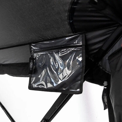Close-up photo of the built in waterproof storage compartment inside the FSR Hub 6XL Tent pop up 6 person family camping and glamping tent from Freespirit Recreation