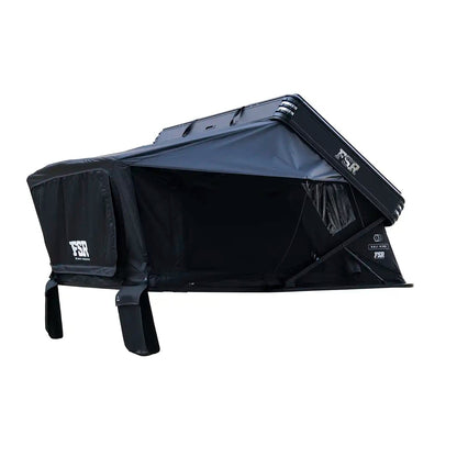 Kali King premium hard shell rooftop tent from Freespirit Recreation open with door and windows closed