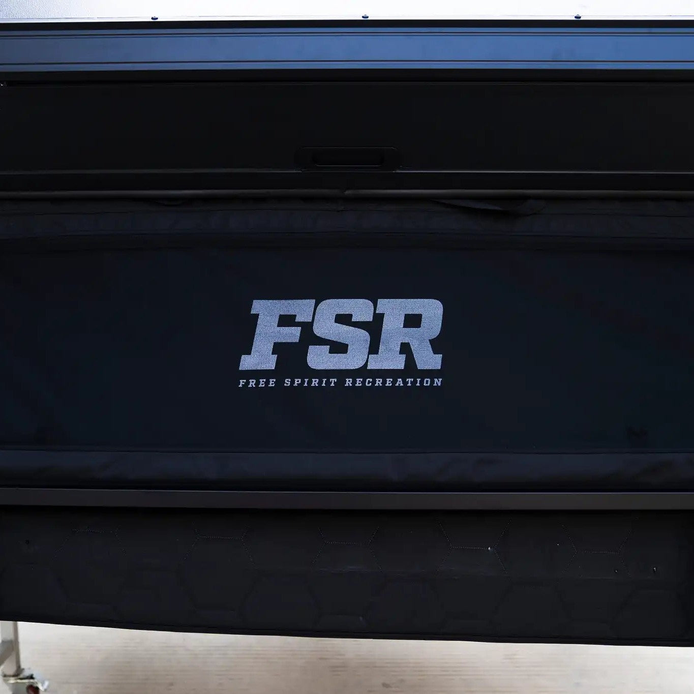 Close-up image of the closed rear-window on the FSR Kali King rooftop tent from Freespirit Recreation.