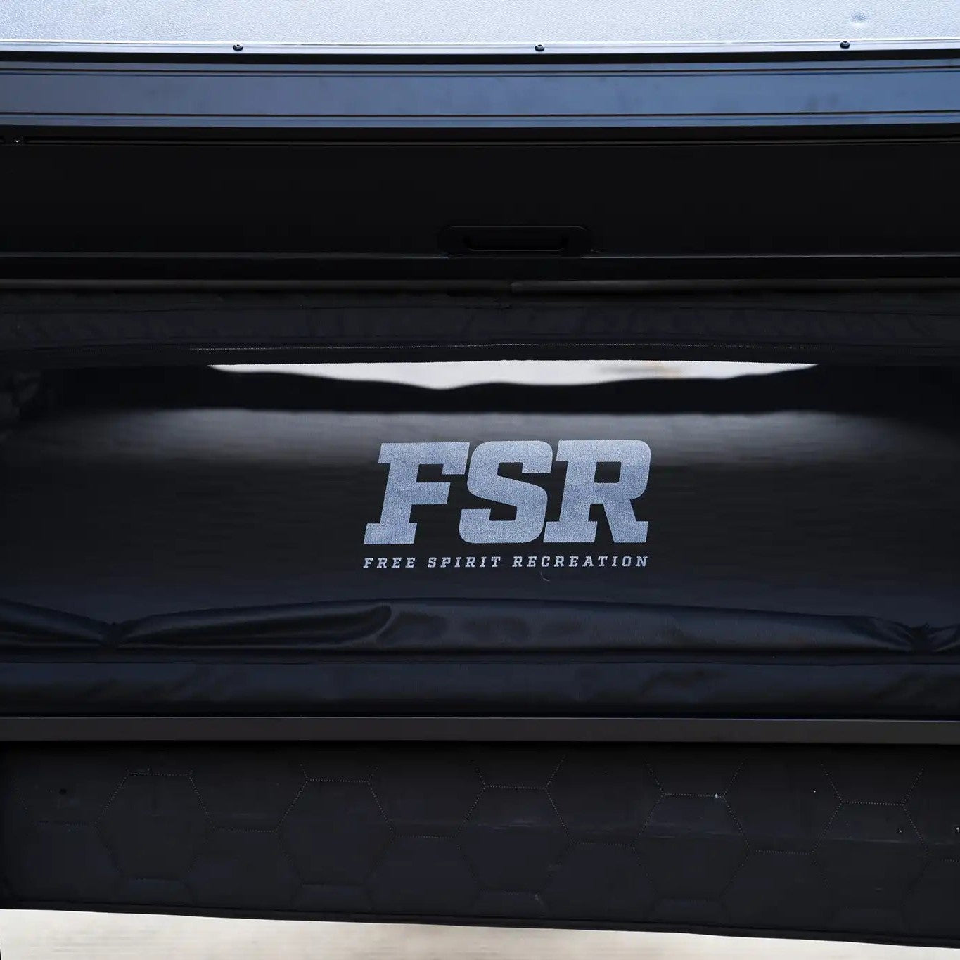 Close-up image of the open rear-window on the FSR Kali King rooftop tent from Freespirit Recreation showing the premium mesh and trim-layer tent materials