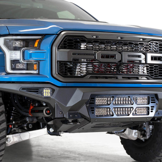Addictive Desert Designs Bomber Front Bumper, Dual 20" Light Bar Mounts, 2017-2020 Ford Raptor — image 1